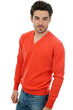 Cachemire pull homme col v hippolyte 4f corail lumineux 2xl