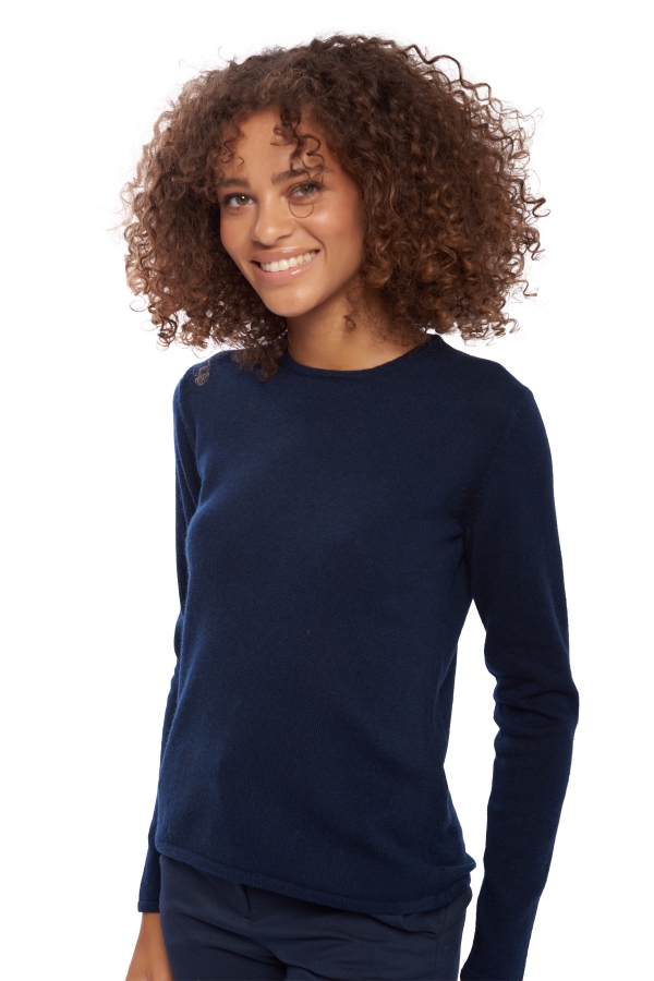 Cachemire pull femme col rond line marine fonce 3xl