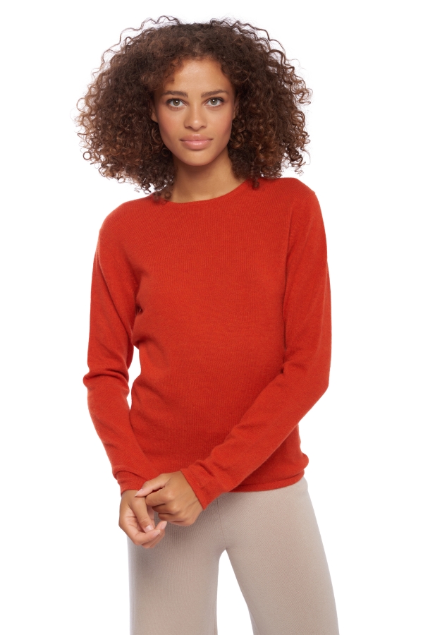 Cachemire pull femme col rond line paprika s
