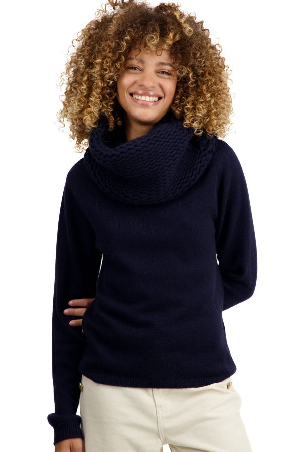 Cachemire pull femme col roule tisha marine fonce s