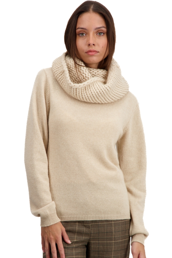 Cachemire pull femme col roule tisha natural beige xs