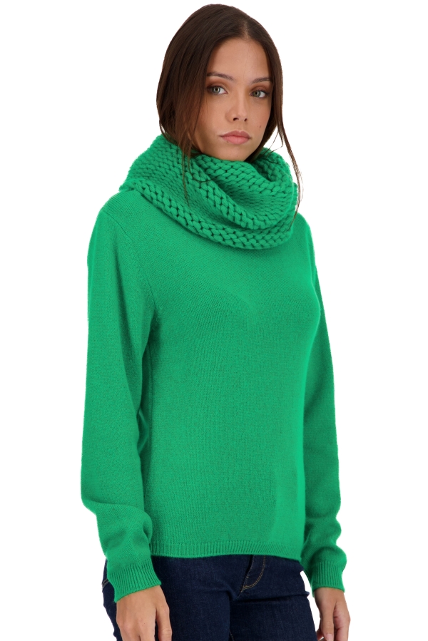 Cachemire pull femme col roule tisha new green 4xl