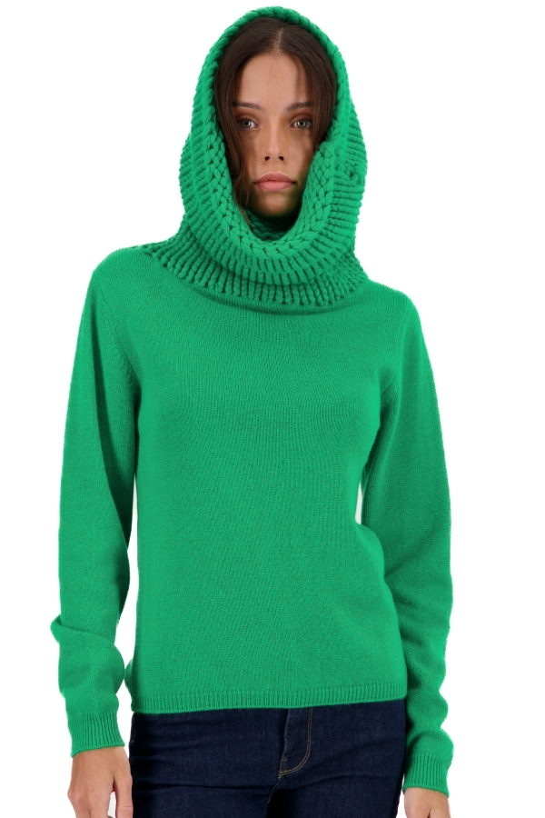 Cachemire pull femme col roule tisha new green l