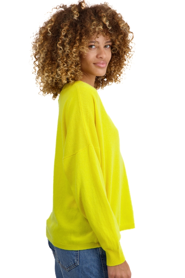 Cachemire pull femme col v theia jaune citric 4xl