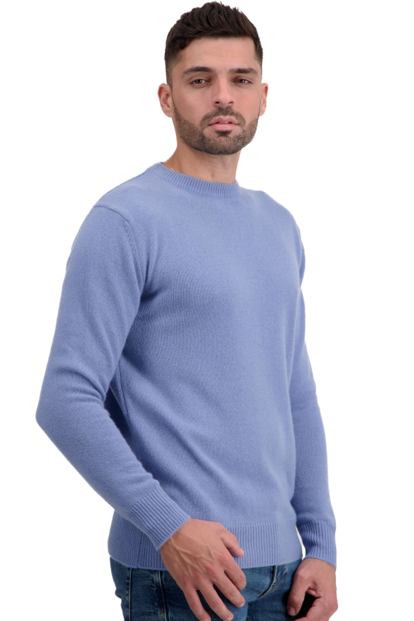 Cachemire pull homme col rond touraine first light blue s
