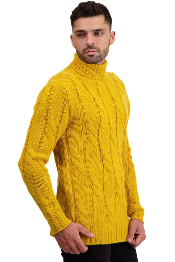 Cachemire pull homme col roule triton moutarde 2xl