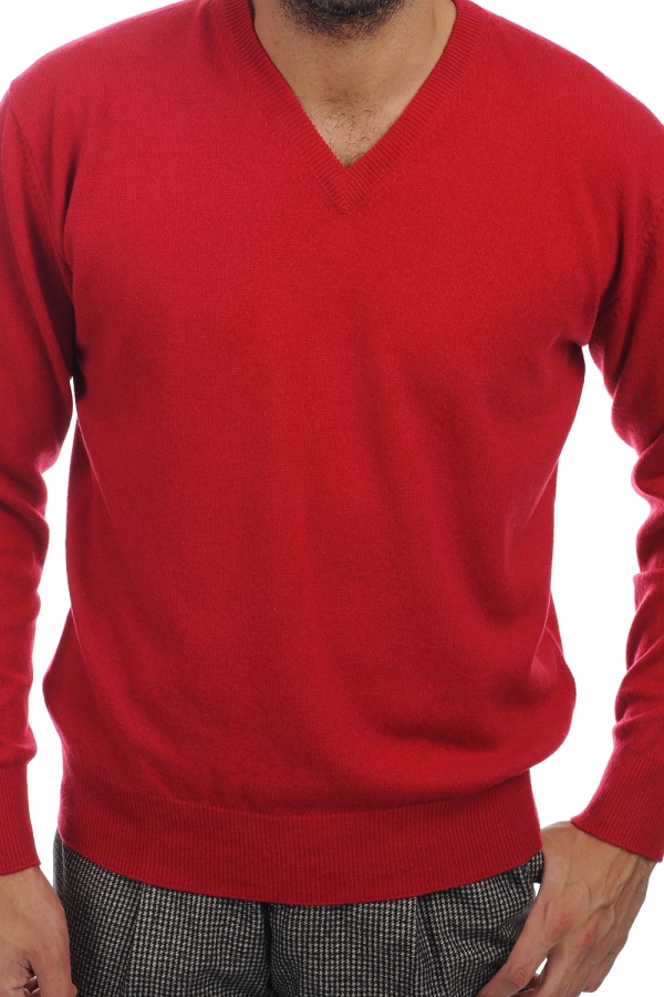 Cachemire pull homme col v hippolyte rouge velours 3xl