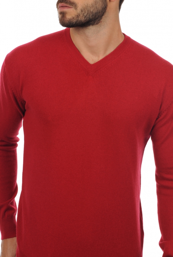 Cachemire pull homme col v maddox rouge velours s