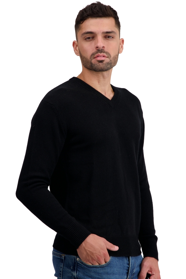 Cachemire pull homme col v tour first noir m