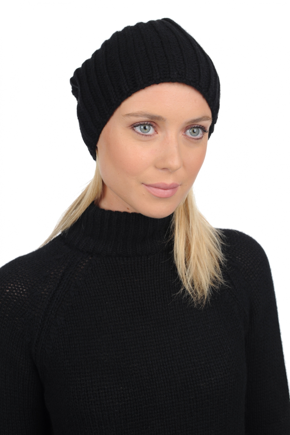 Cachemire accessoires bonnets youpie noir 26 x 26 cm