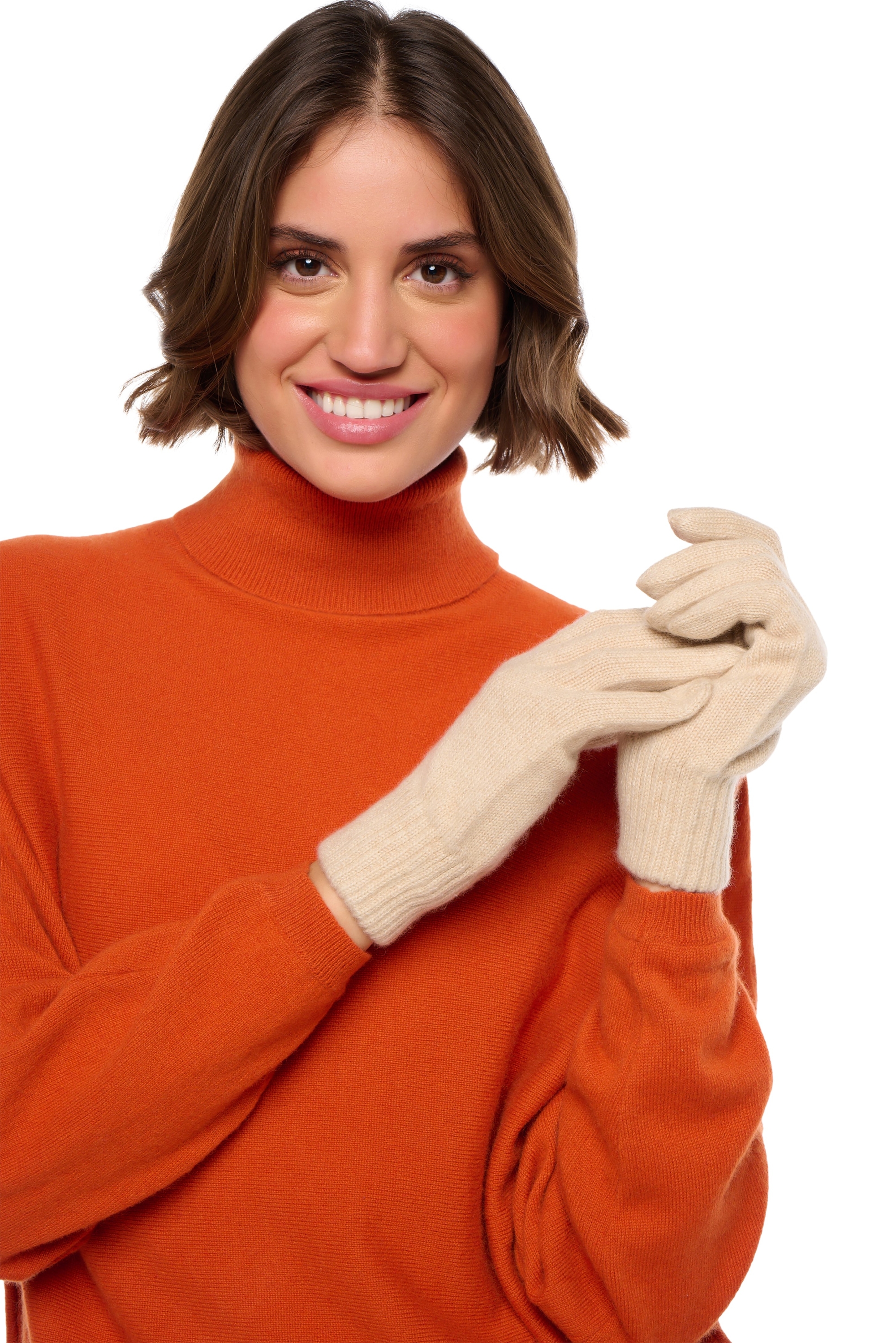 Cachemire accessoires gants manine natural beige 22 x 13 cm