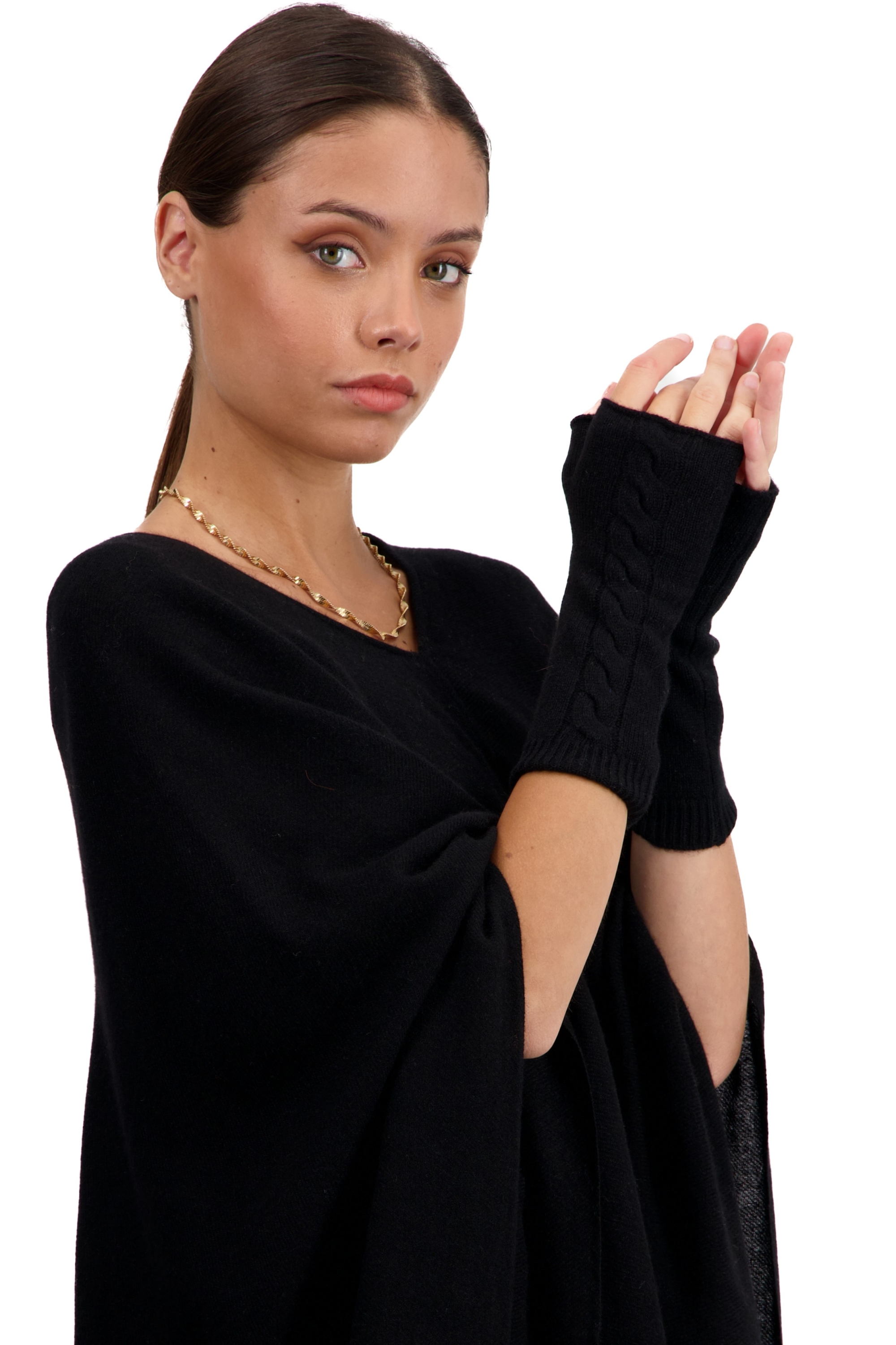 Cachemire accessoires gants tiktak noir taille unique