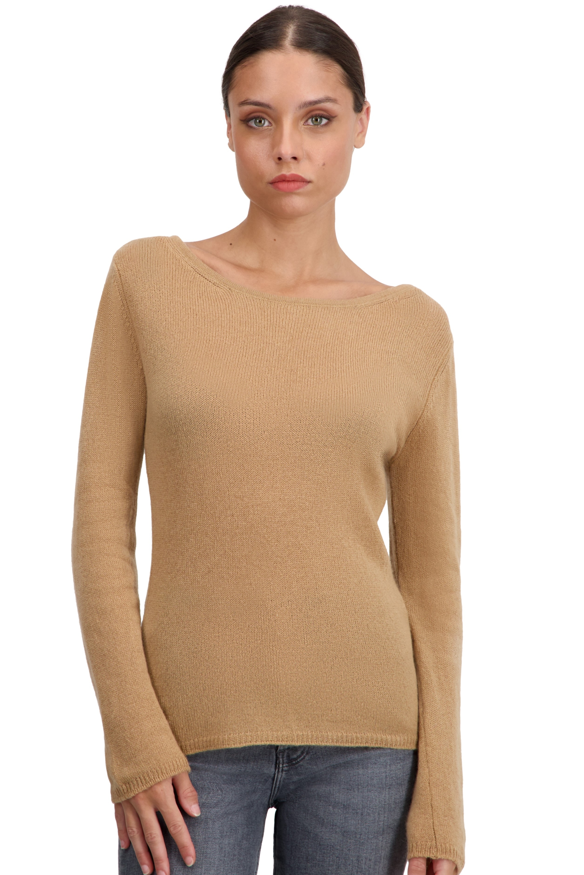 Cachemire pull femme col rond caleen camel 3xl