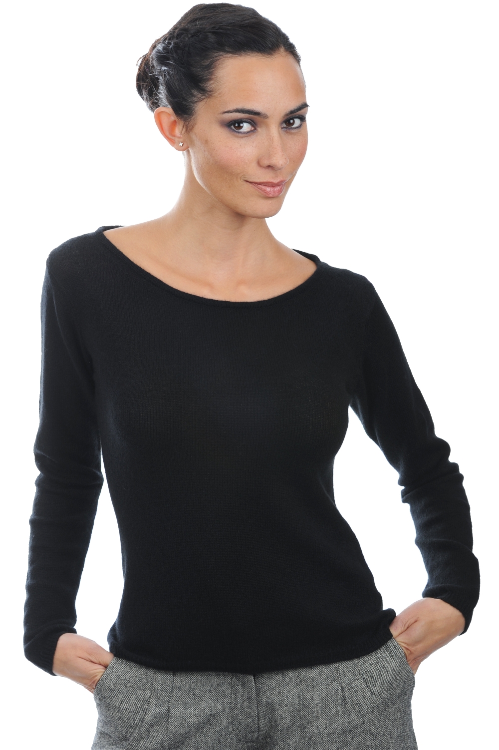 Cachemire pull femme col rond caleen noir s