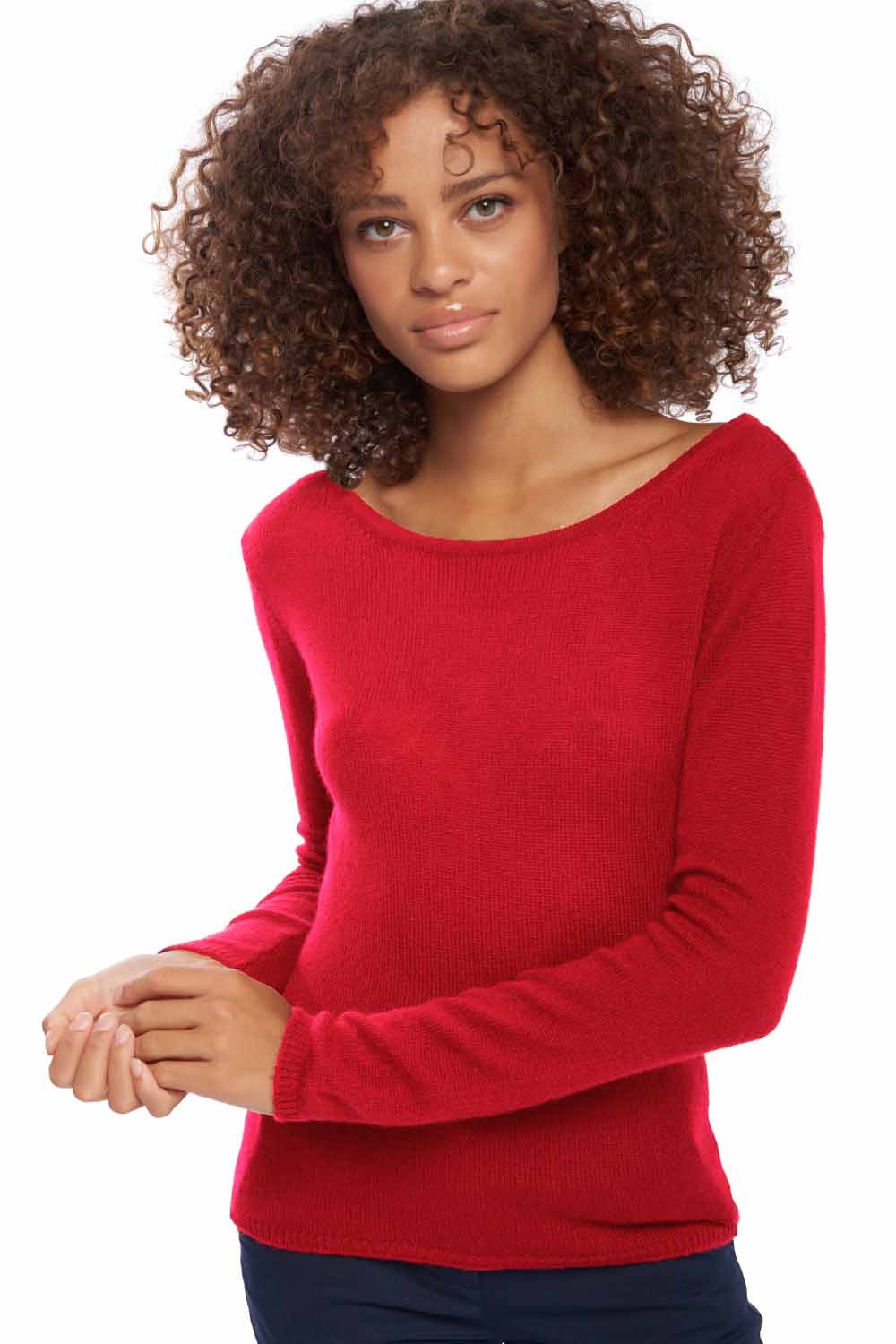 Cachemire pull femme col rond caleen rouge velours 4xl