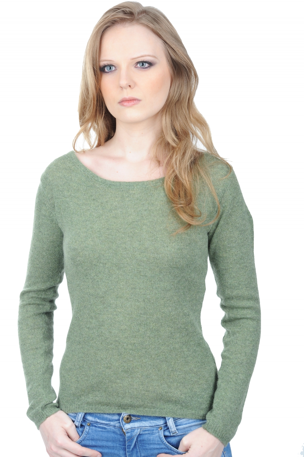 Cachemire pull femme col rond caleen vert chine 3xl