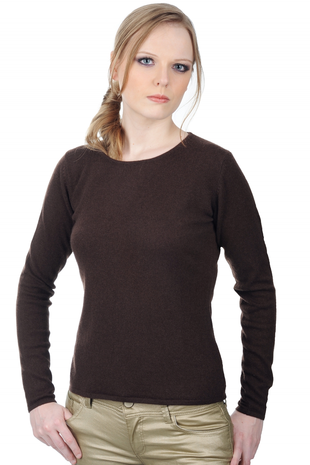 Cachemire pull femme col rond line capuccino l