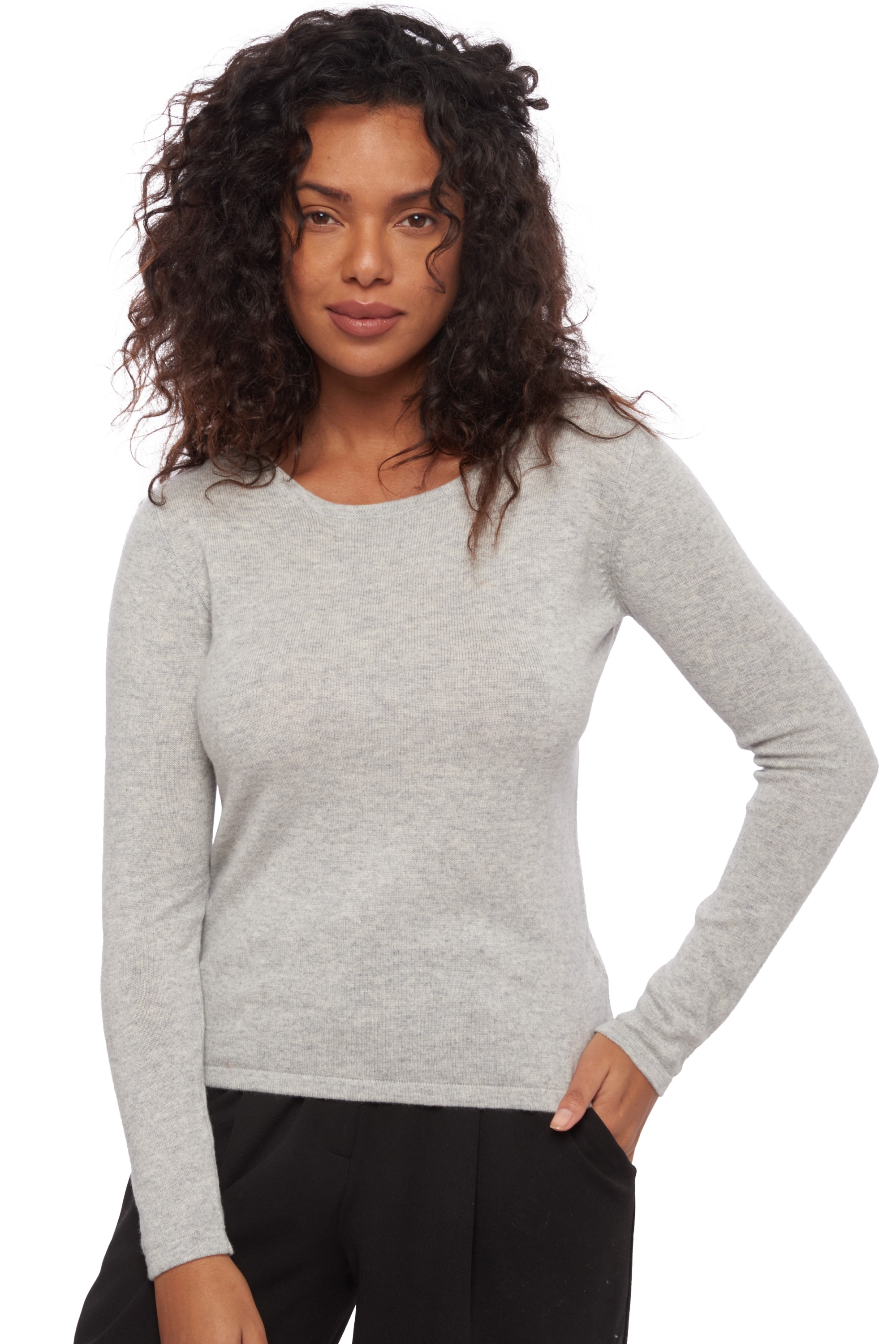 Cachemire pull femme col rond solange flanelle chine m
