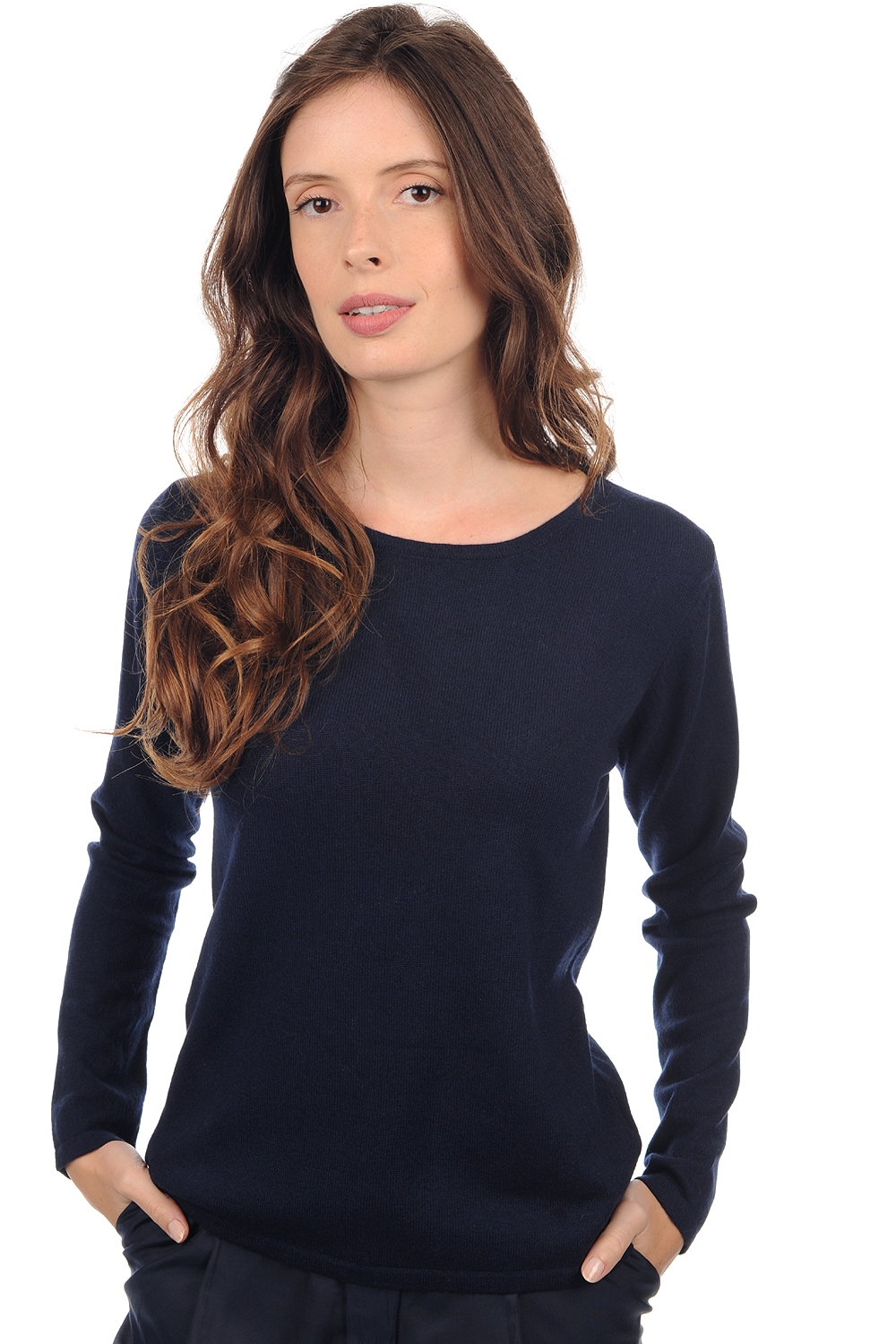 Cachemire pull femme col rond solange marine fonce 4xl