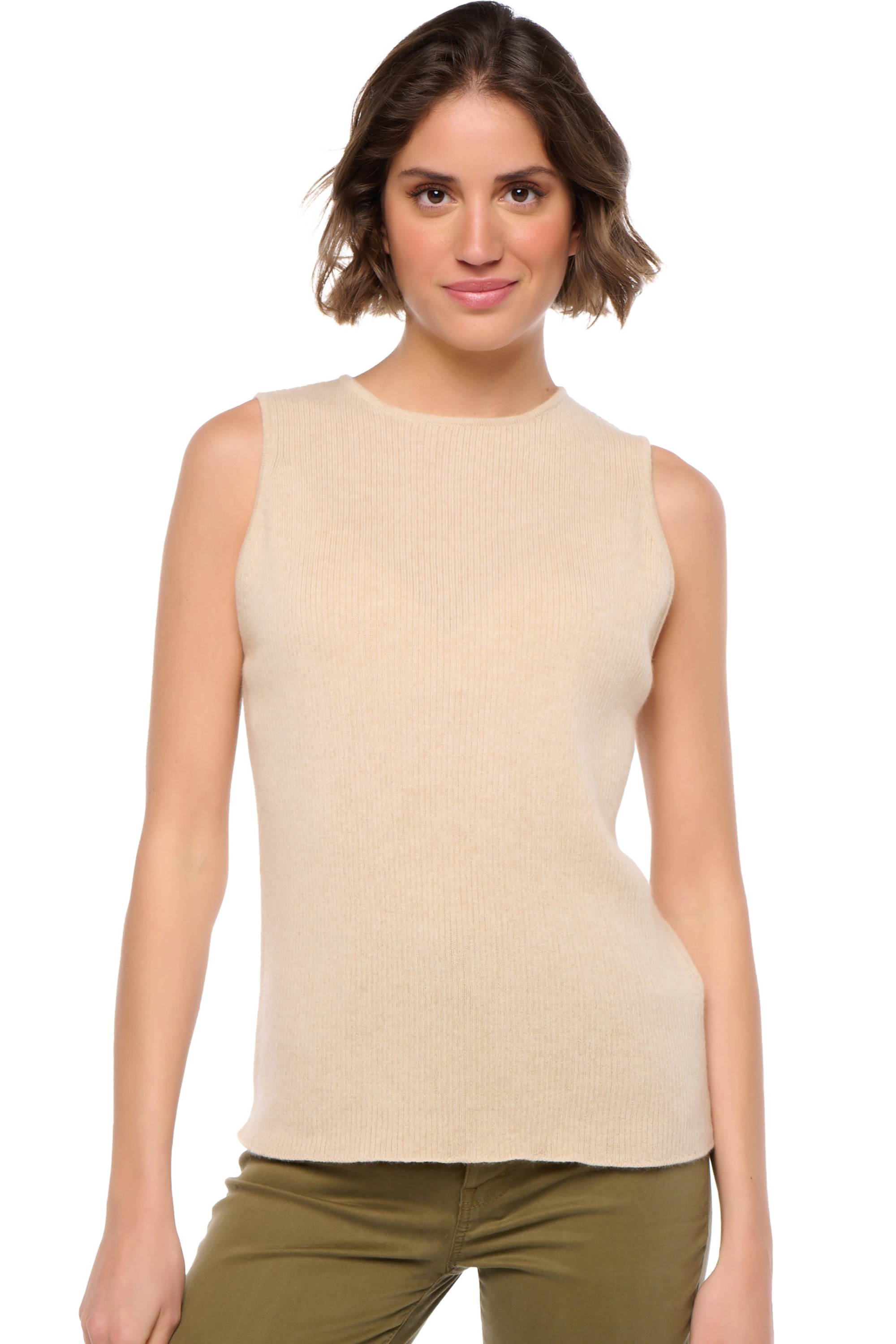 Cachemire pull femme col rond vuppia natural beige s
