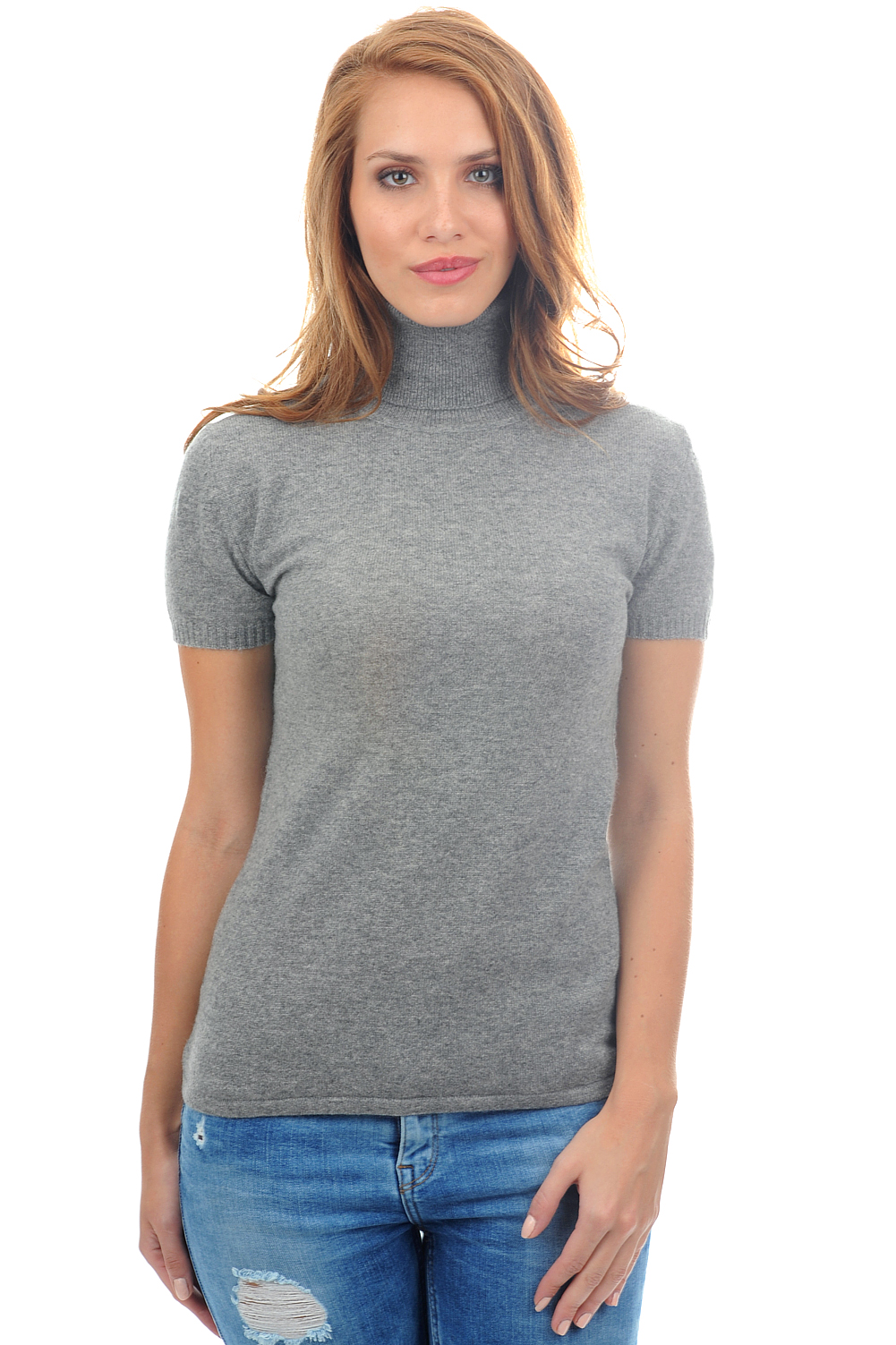 Cachemire pull femme col roule olivia gris chine s