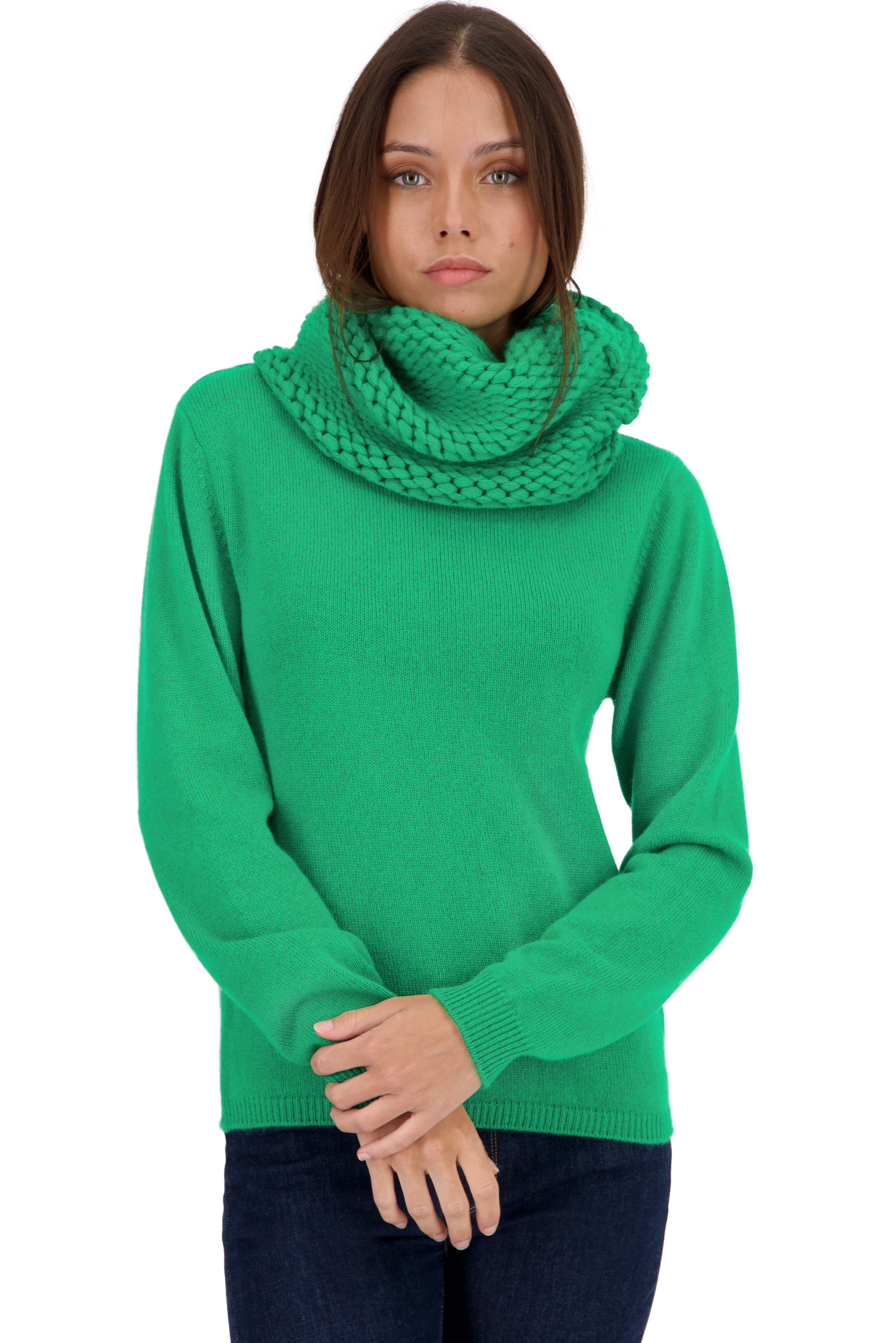 Cachemire pull femme col roule tisha new green 2xl