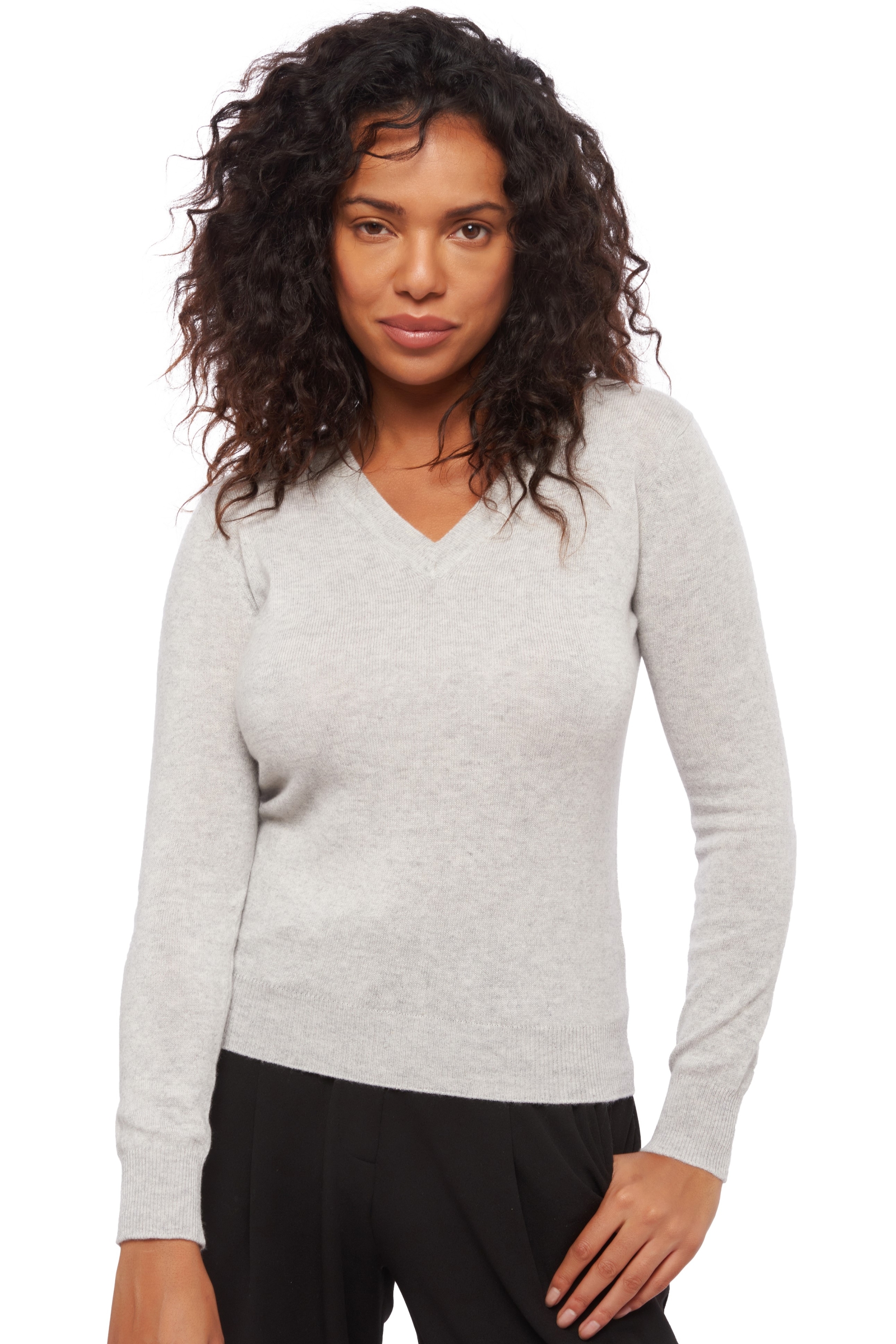 Cachemire pull femme col v faustine flanelle chine xs
