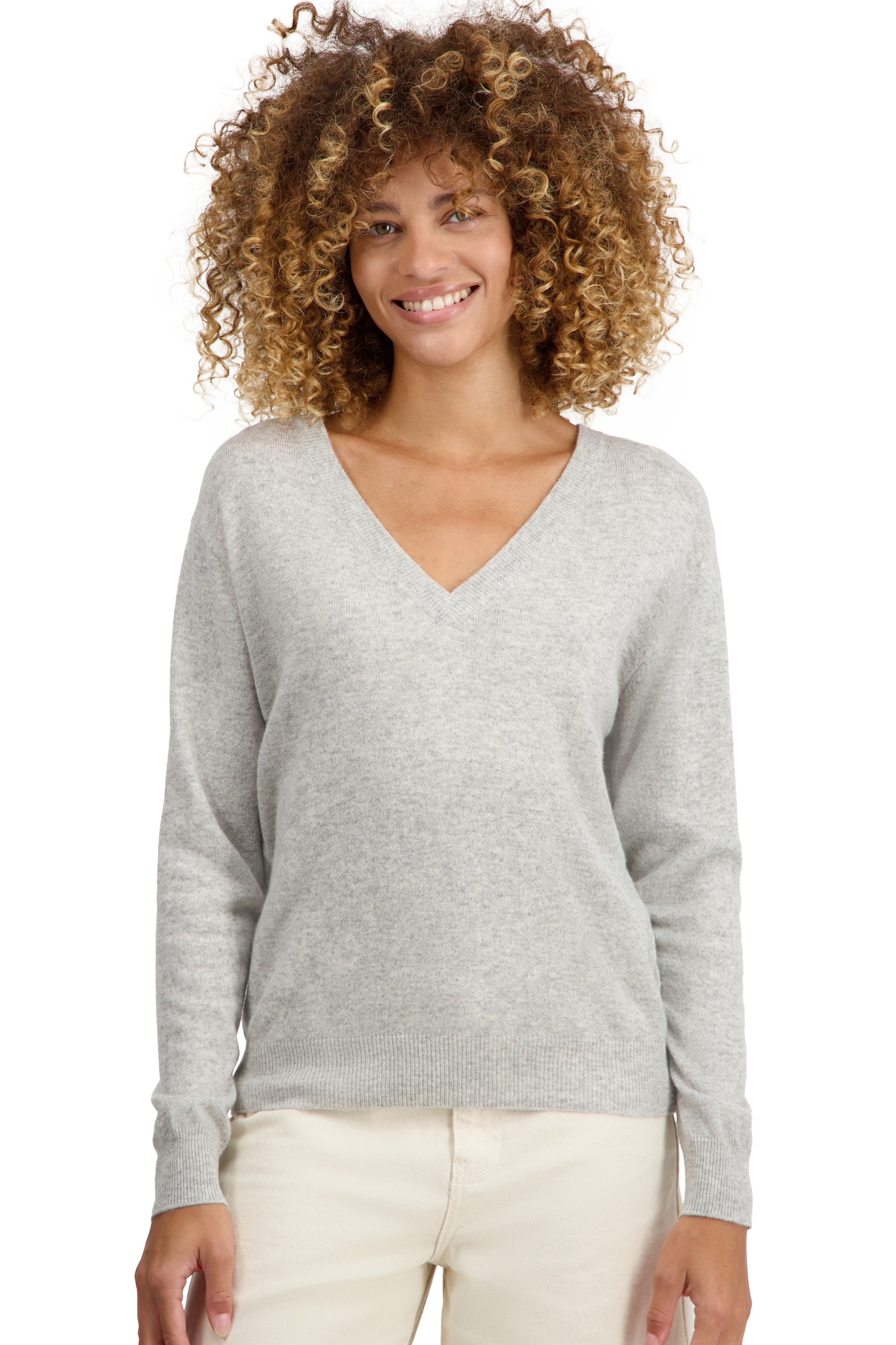 Cachemire pull femme col v tornade flanelle chine xs