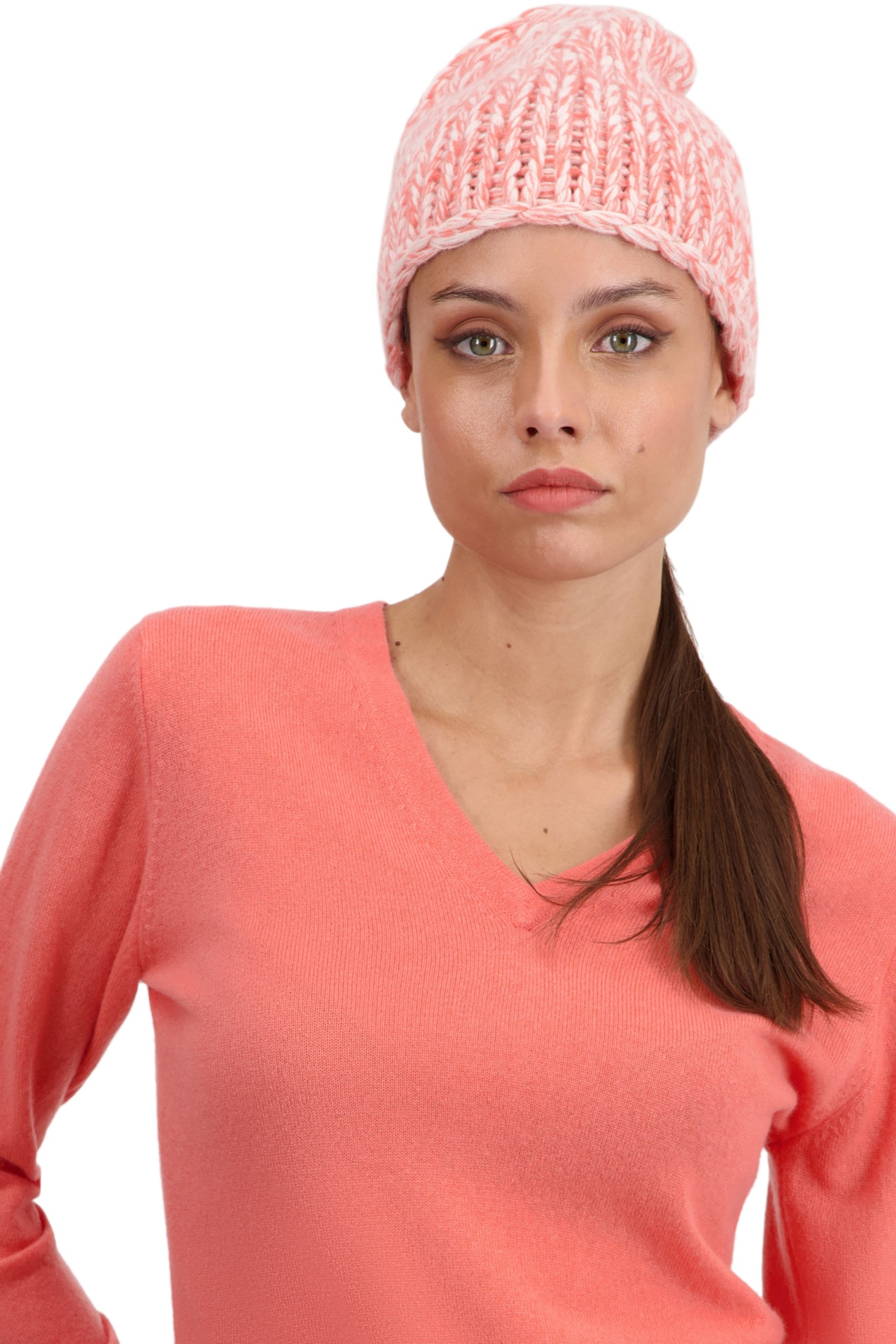 Cachemire pull femme tchoopy natural ecru rose pale peach 26 x 23 cm