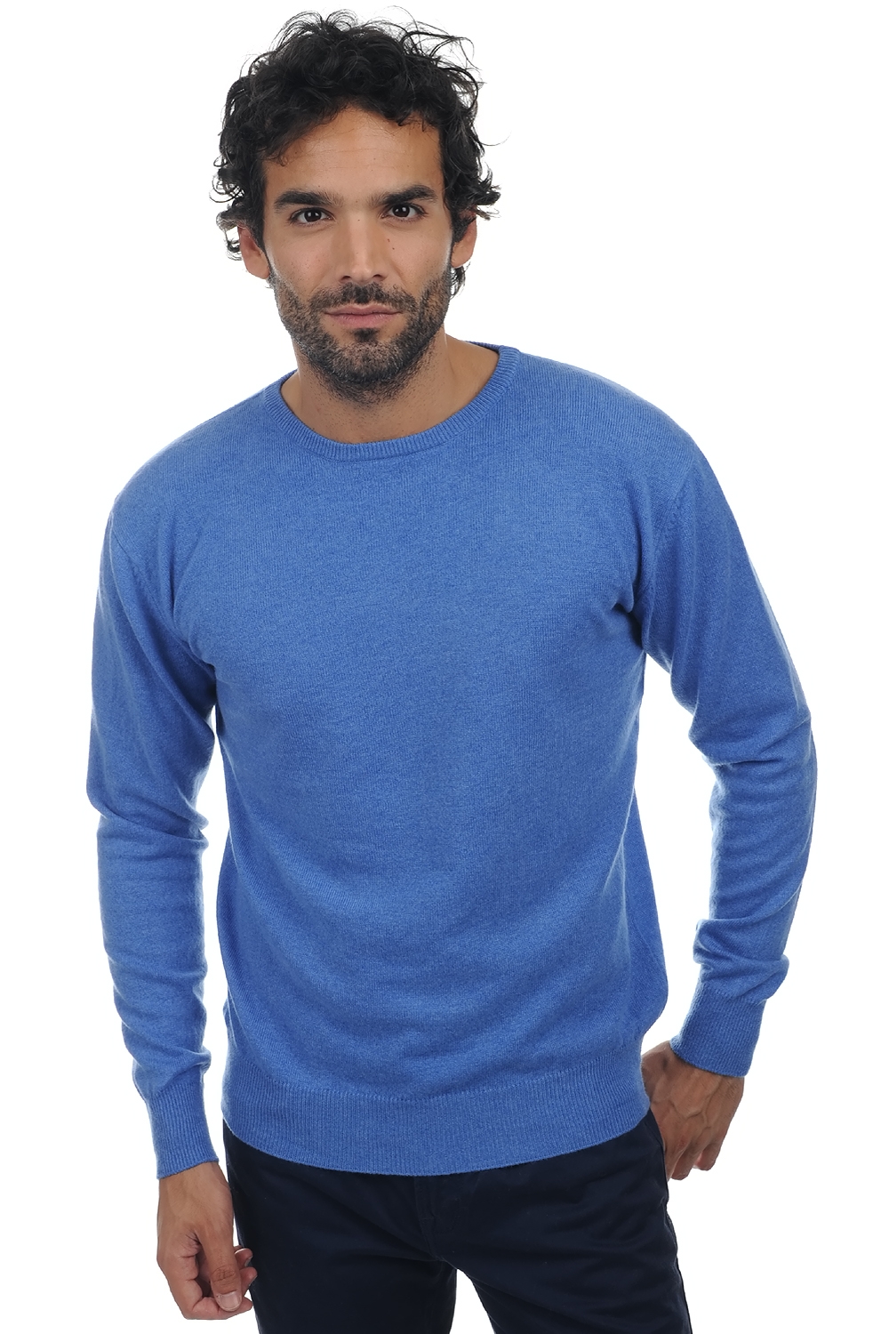 Cachemire pull homme col rond keaton bleu chine 2xl