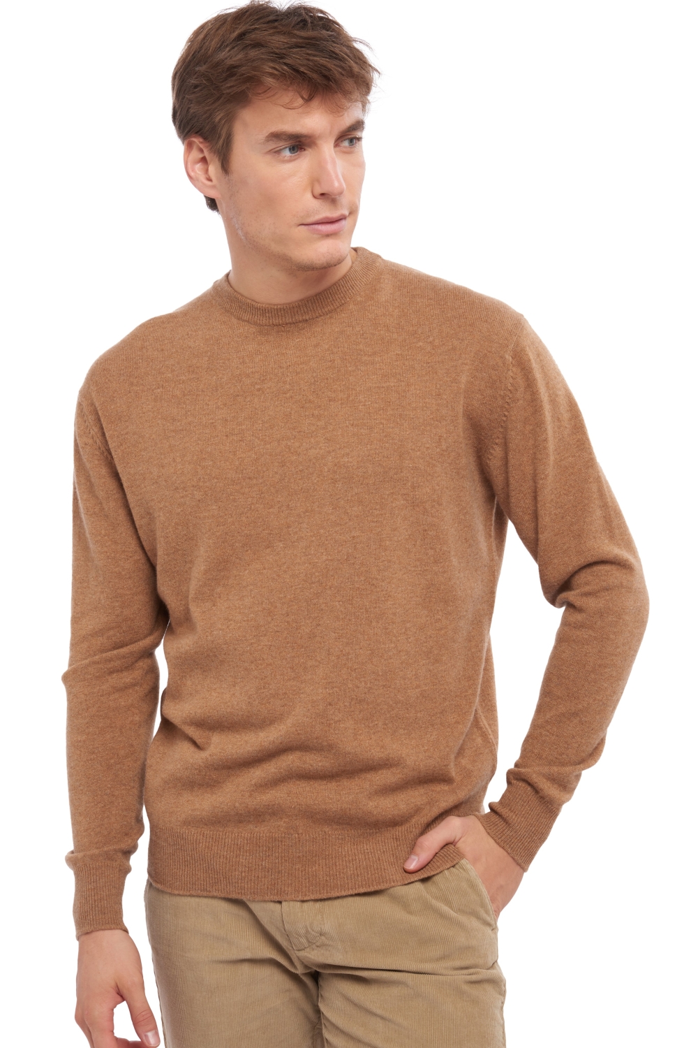 Cachemire pull homme col rond nestor camel chine xs