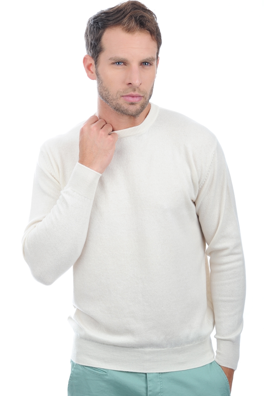 Cachemire pull homme col rond nestor natural ecru s