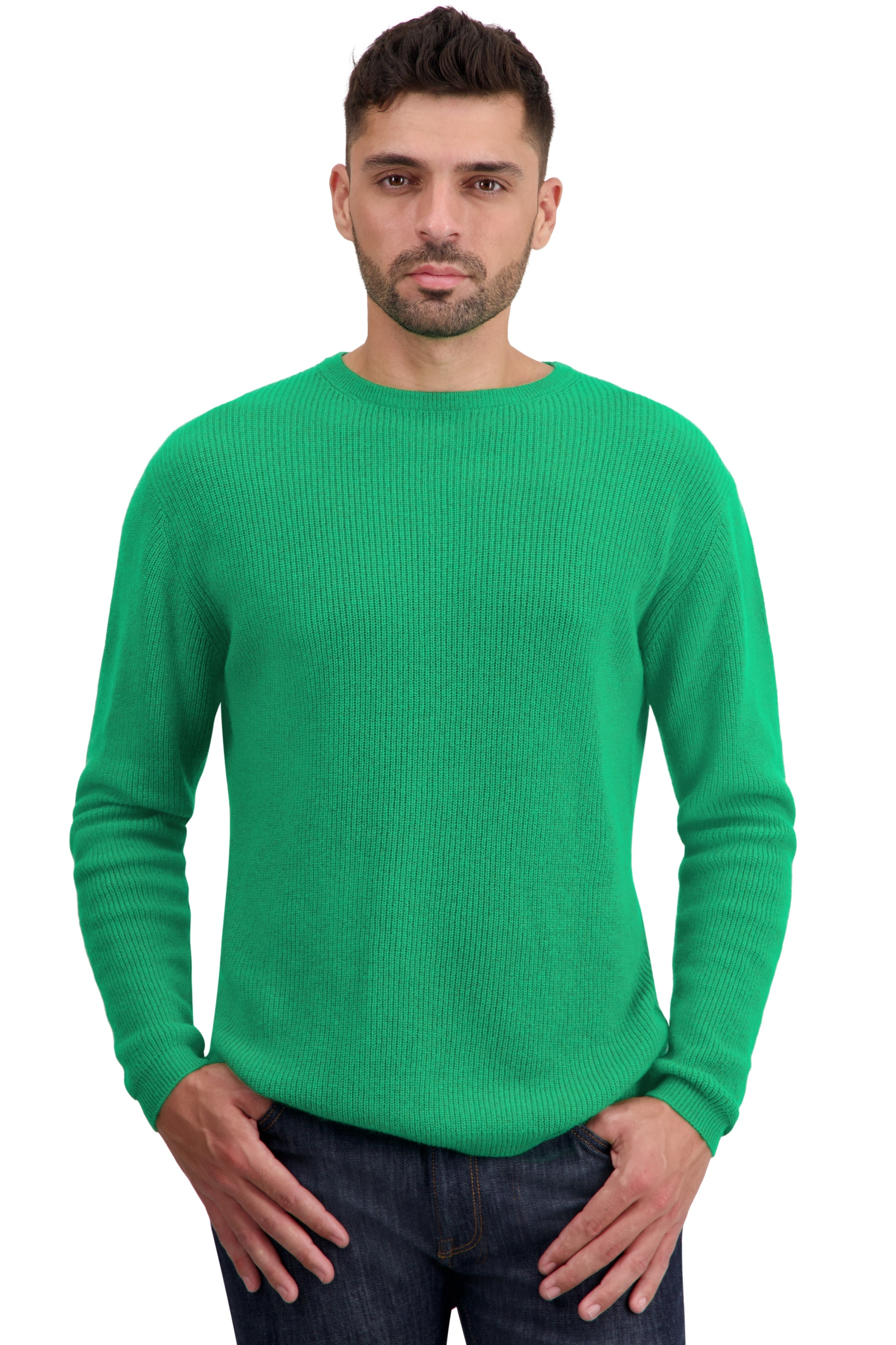 Cachemire pull homme col rond taima new green xs