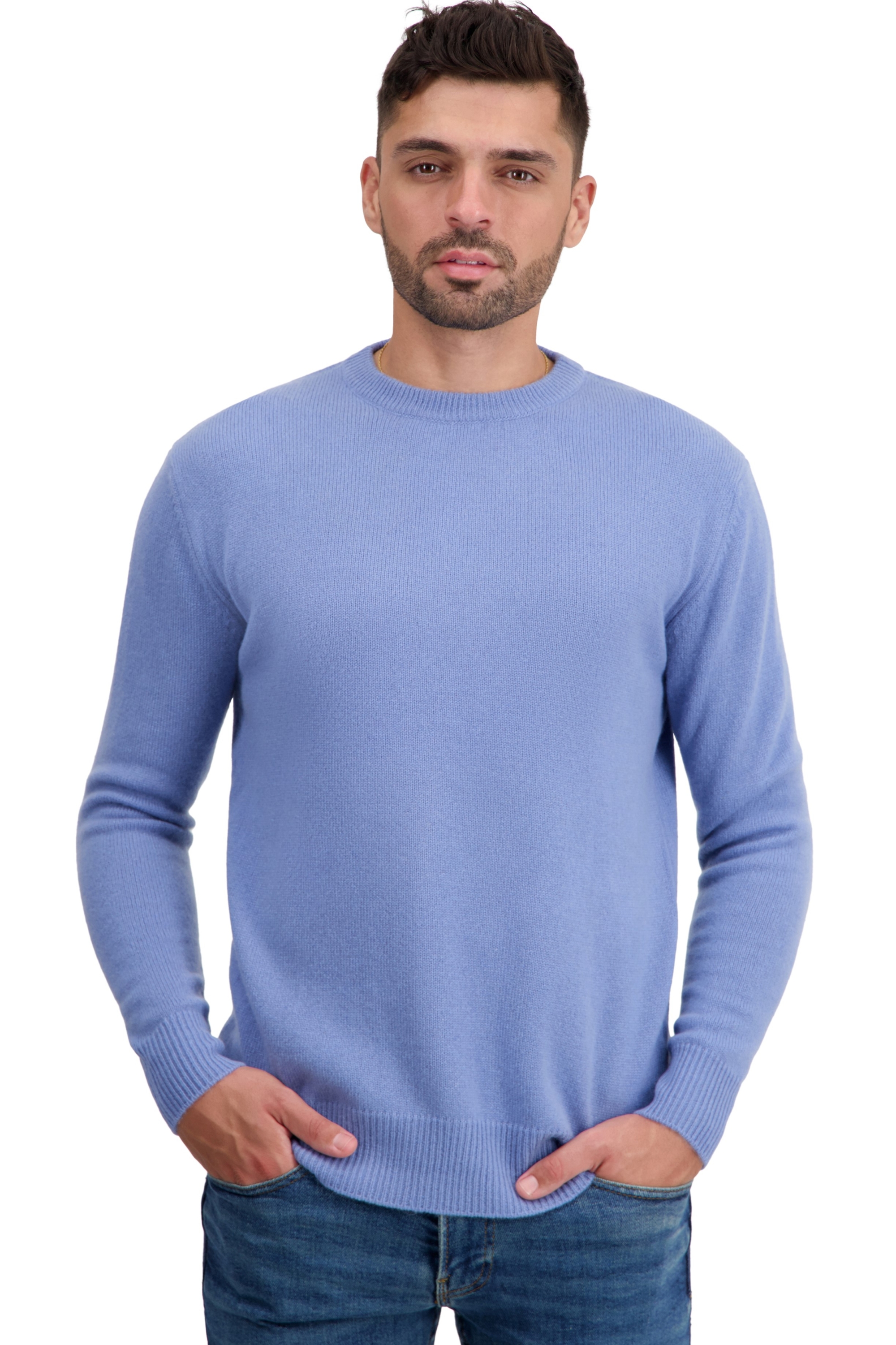 Cachemire pull homme col rond touraine first light blue 2xl