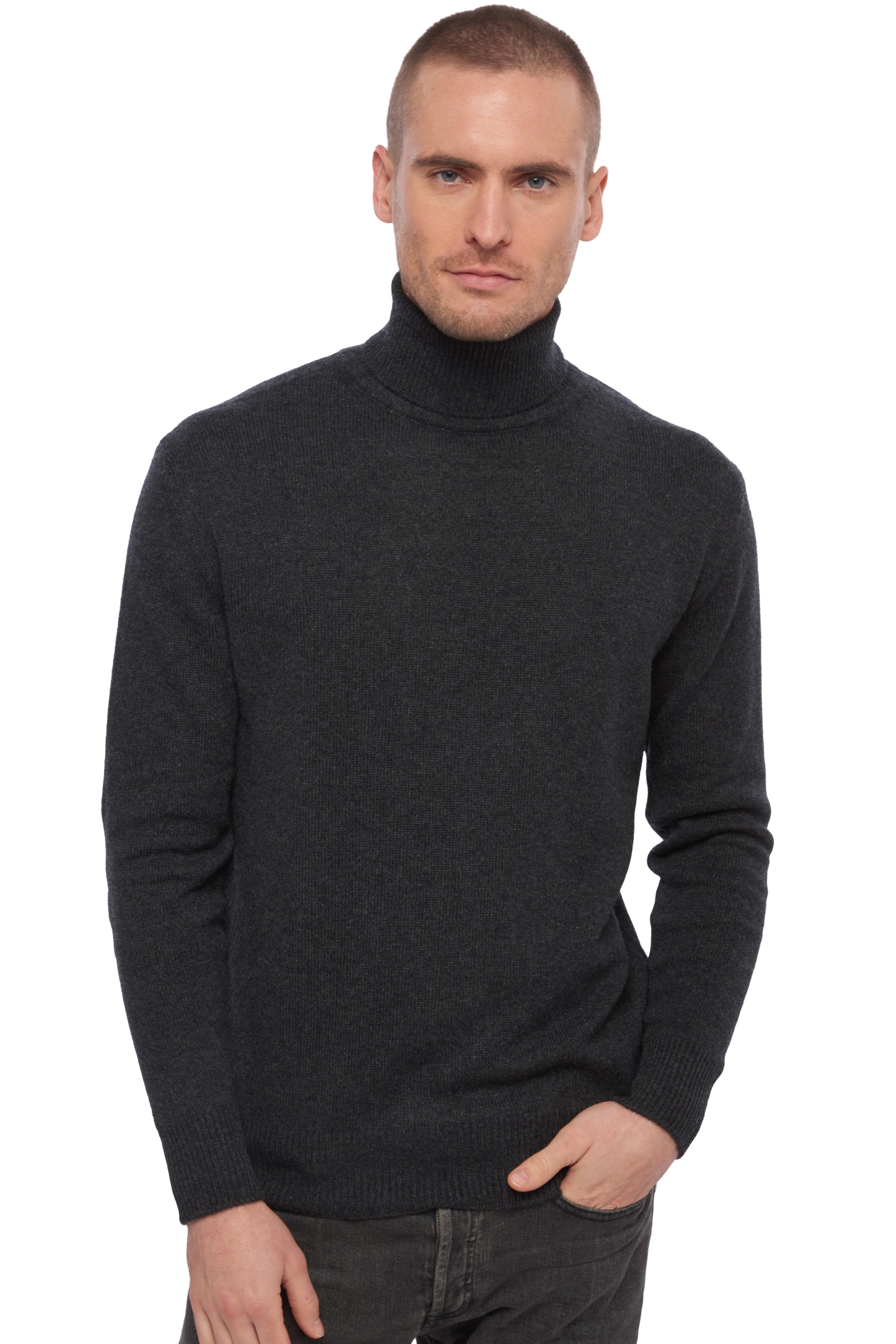 Cachemire pull homme col roule edgar 4f anthracite chine 3xl