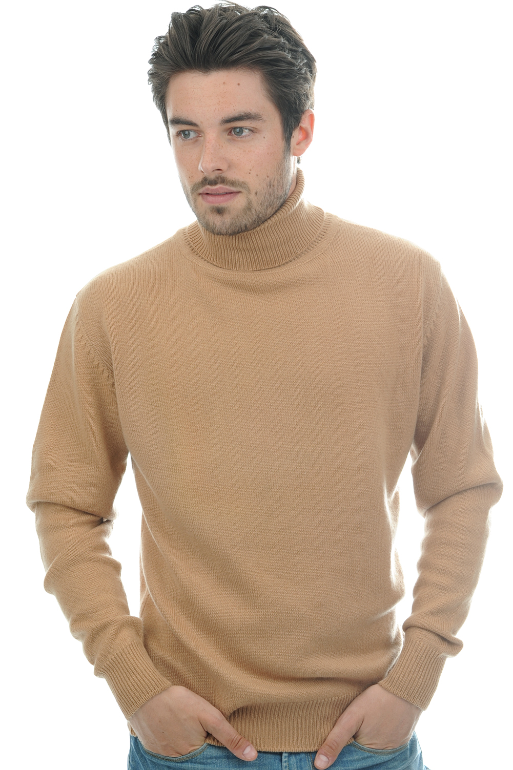 Cachemire pull homme col roule edgar 4f camel m