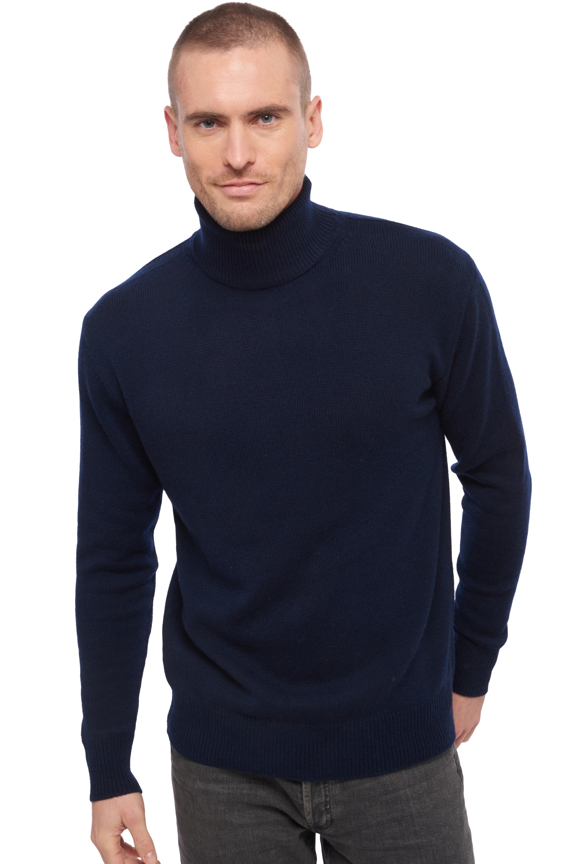 Cachemire pull homme col roule edgar 4f marine fonce m