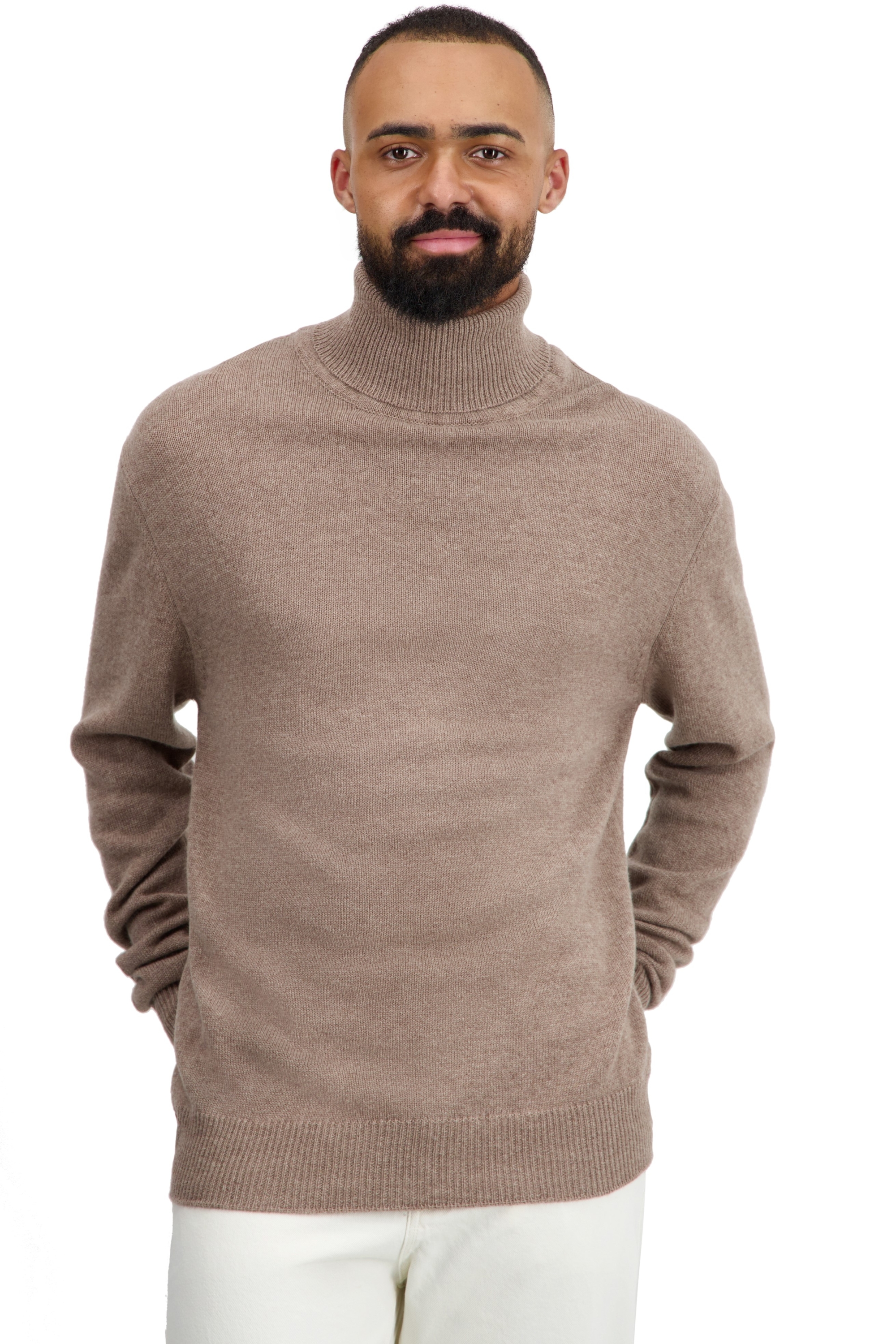 Cachemire pull homme col roule edgar 4f natural terra 2xl