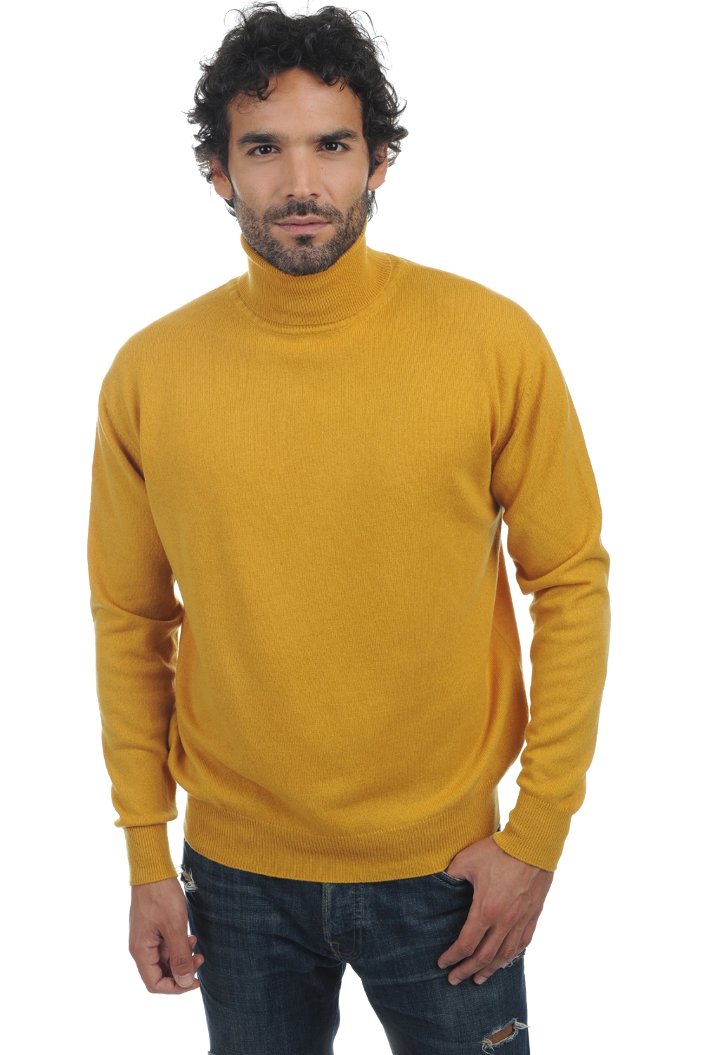 Cachemire pull homme col roule edgar moutarde m