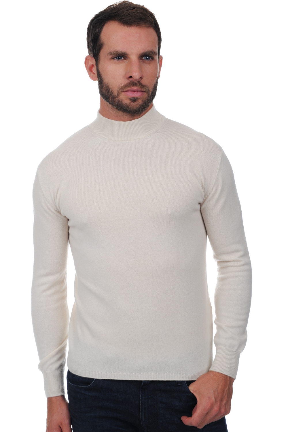 Cachemire pull homme col roule frederic ecru 4xl