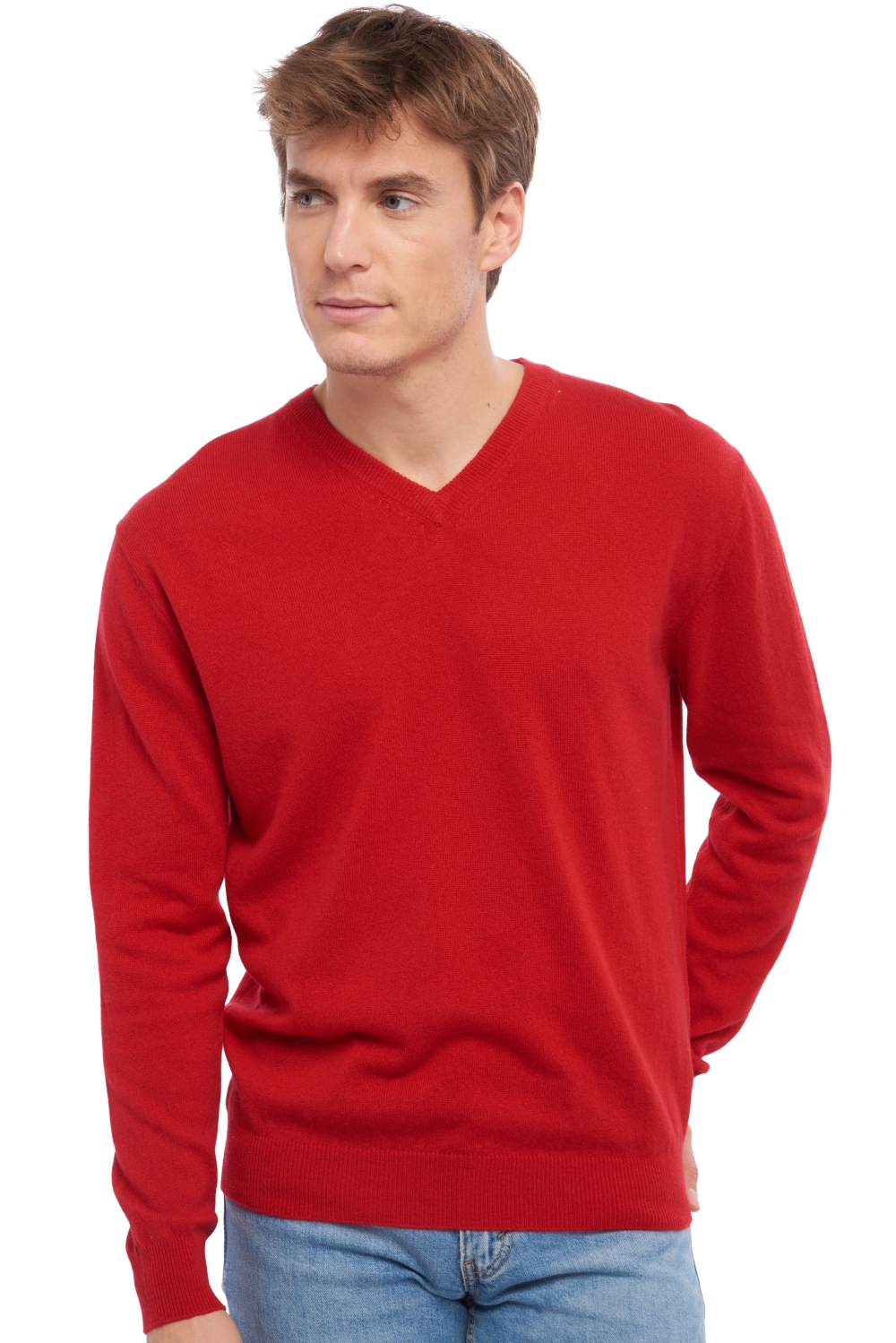 Cachemire pull homme col v gaspard rouge velours xl