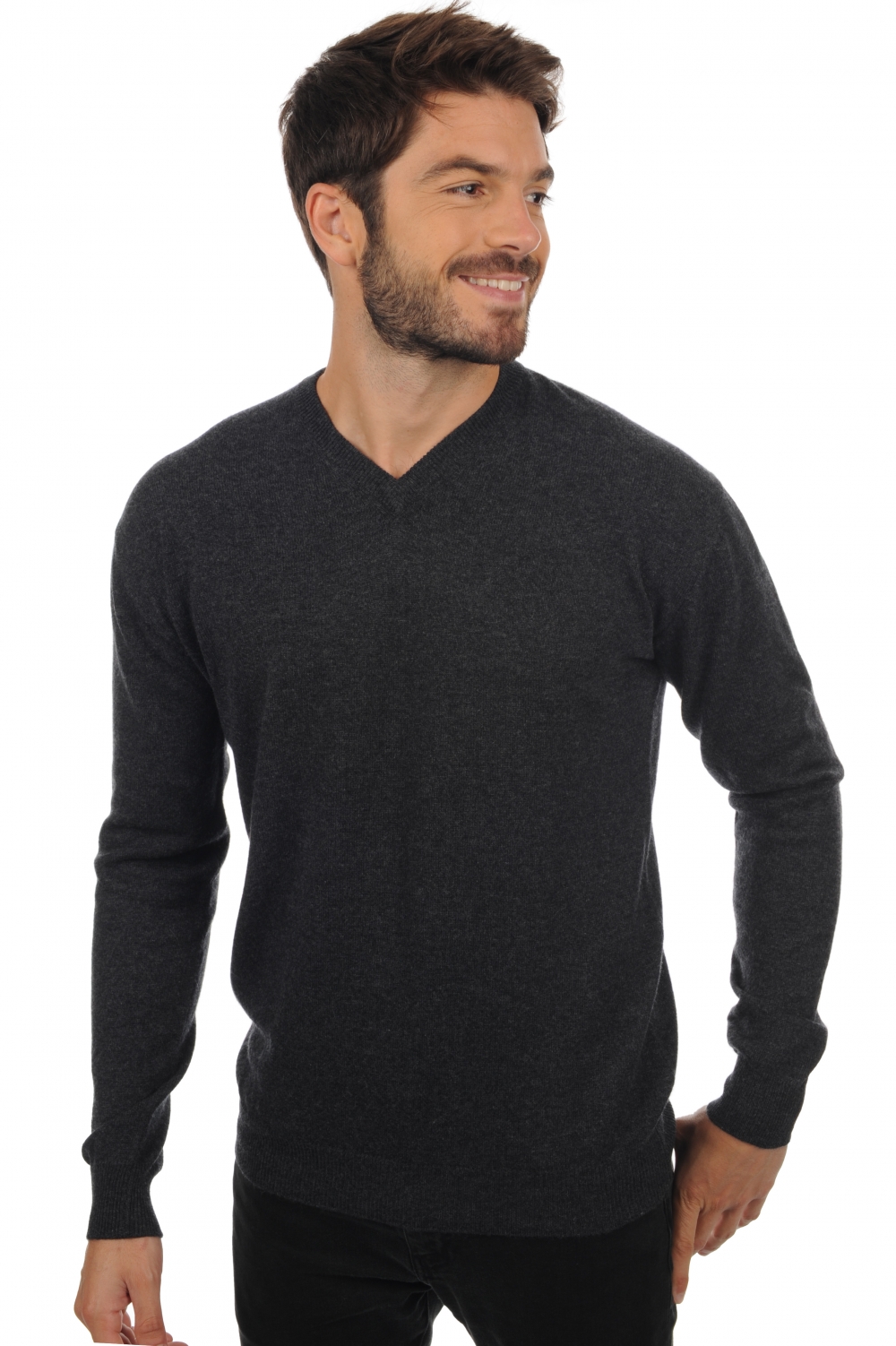 Cachemire pull homme col v maddox anthracite chine 4xl