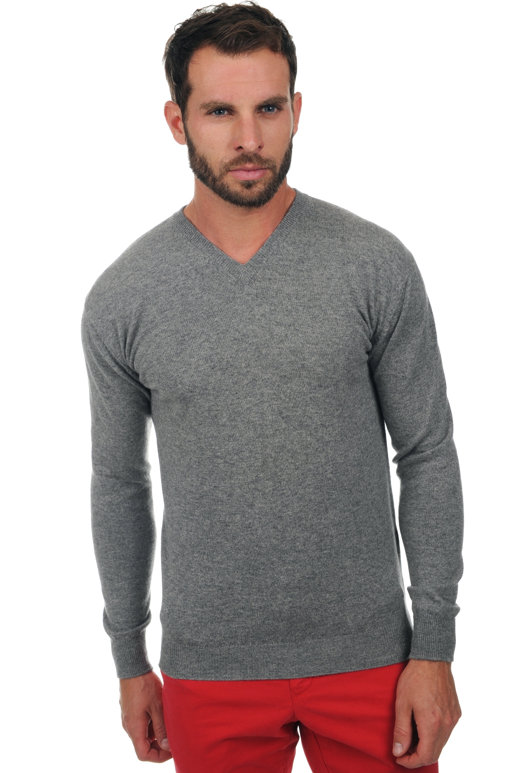 Cachemire pull homme col v maddox gris chine xl