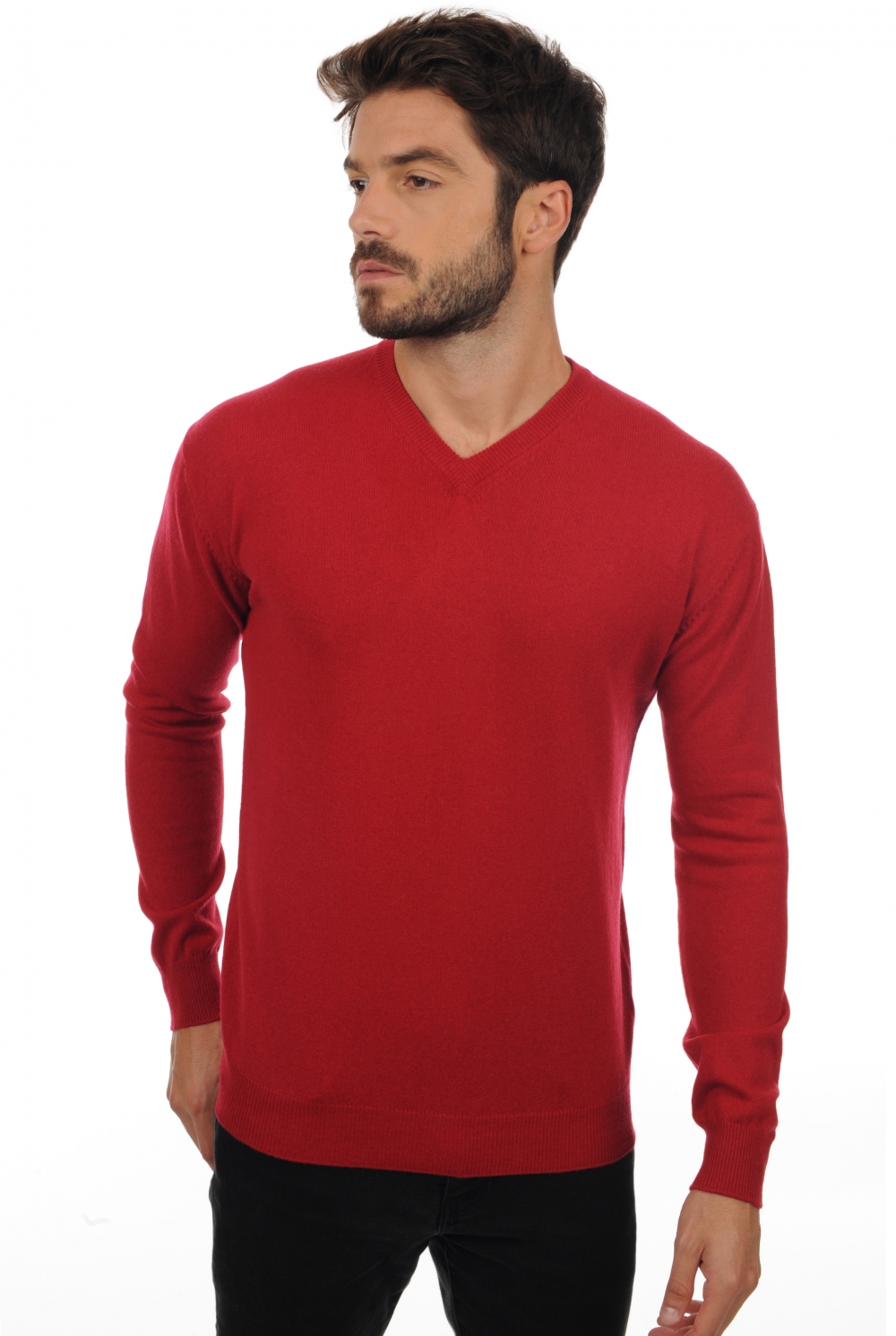 Cachemire pull homme col v maddox rouge velours 4xl