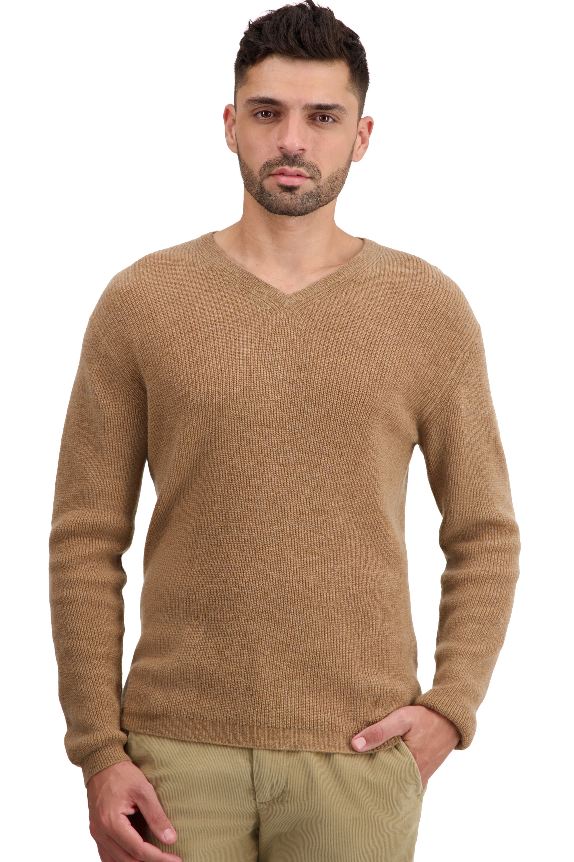 Cachemire pull homme col v tyme camel chine xl