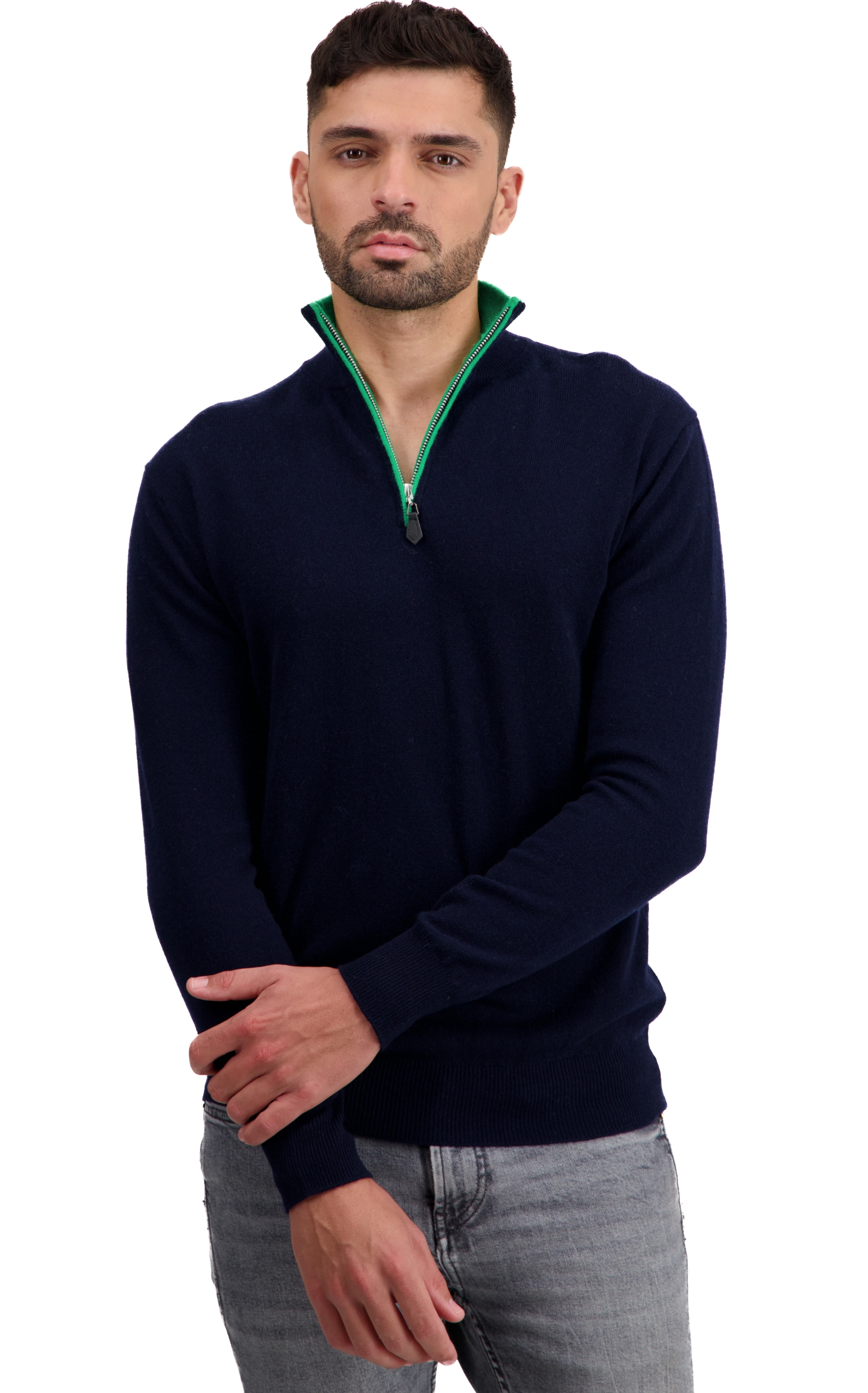 Cachemire pull homme themon marine fonce new green m