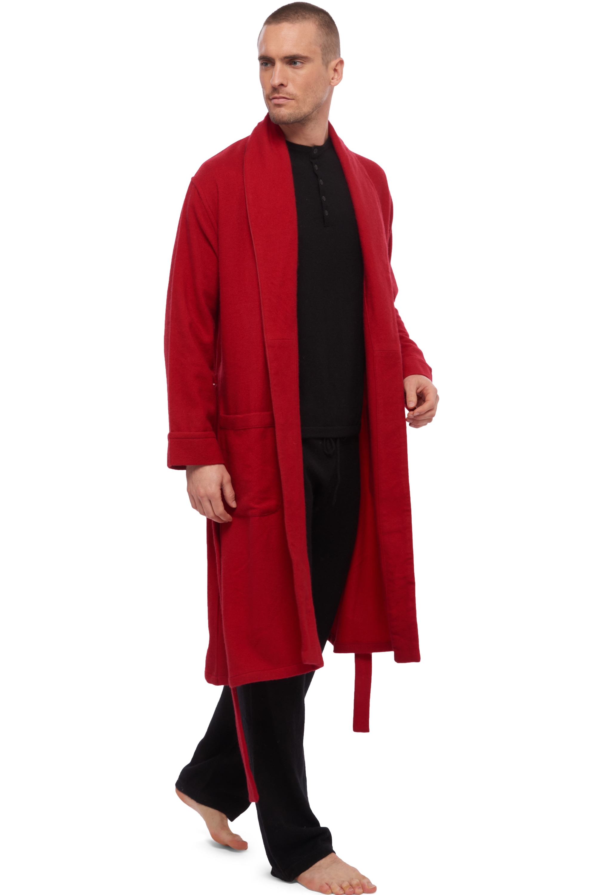 Cachemire robe chambre homme working rouge profond t2