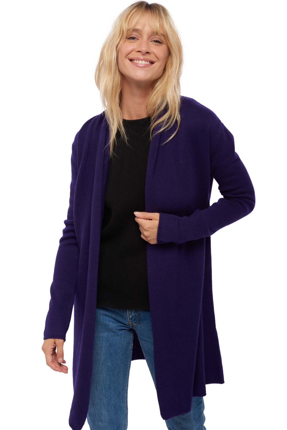 Cachemire robe manteau femme perla deep purple 4xl