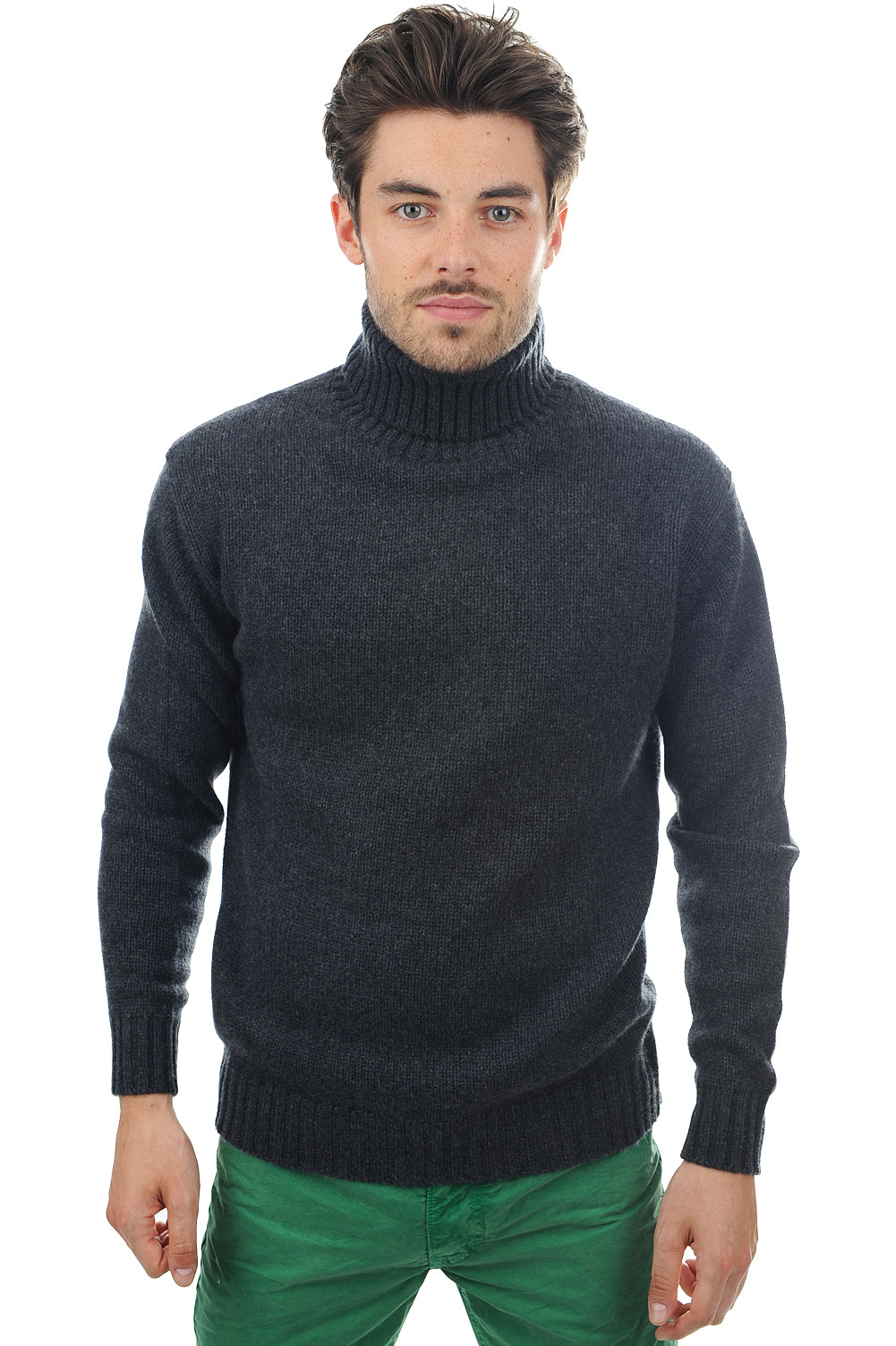 Pull en cachemire, 100 % Cachemire, homme, col col roulé, coupe droite, manches longues, grosse / 6 fils et +, tricot normal, Mahogany