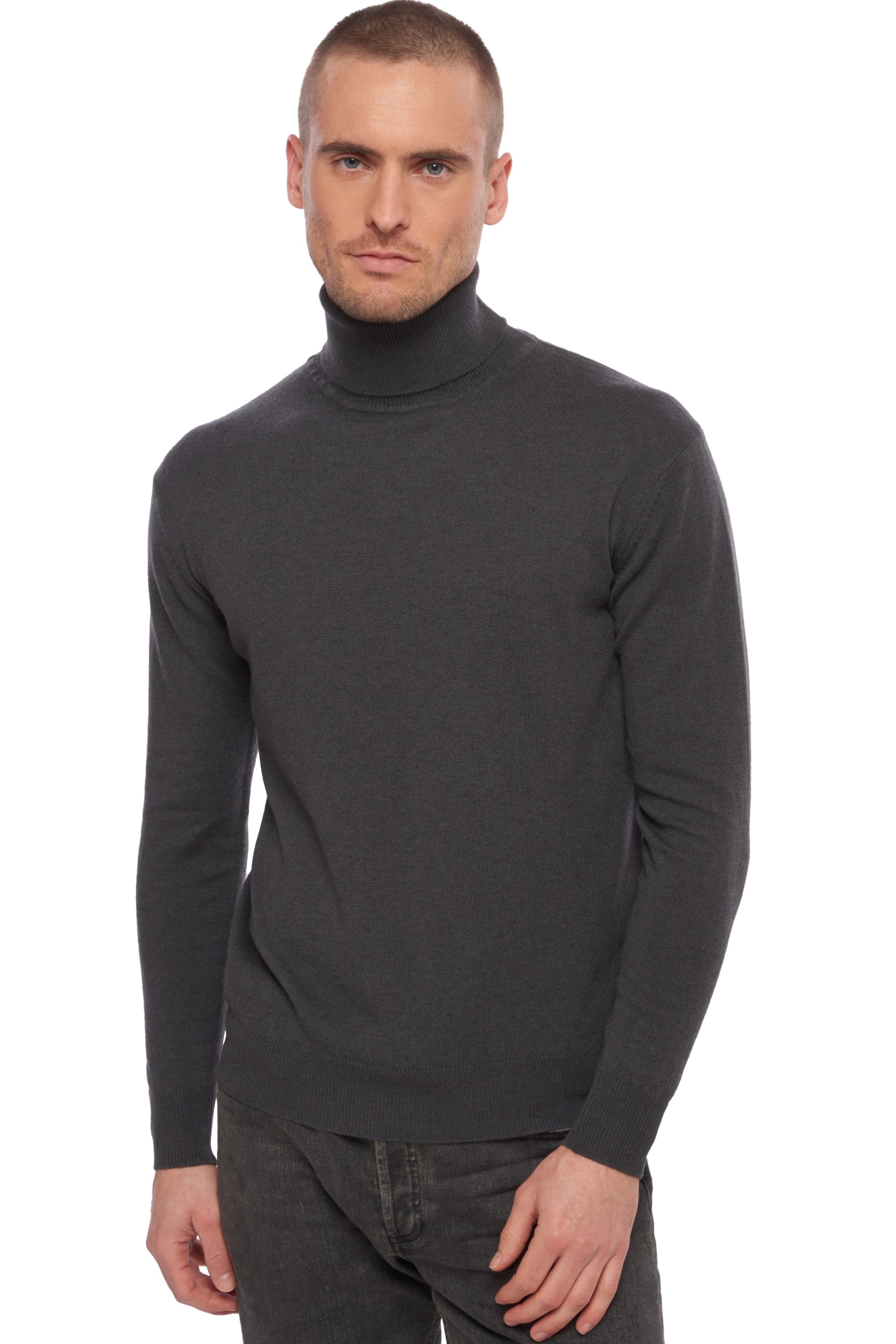 Pull en cachemire, 100 % Cachemire, homme, col col roulé, coupe droite, manches longues, normale / 2 et 4 fils, tricot normal, Mahogany